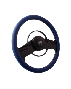Forever Sharp ® - 14 Inch Black Solar Eclipse Steering Wheel with Sky Blue Vinyl Half Wrap Grip (B1003-HW14SB)
