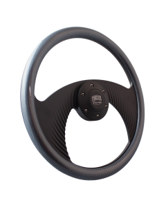 Forever Sharp ® - 14 Inch Black Flight Steering Wheel with Carbon Fiber Half Wrap Grip (B1001-HW14CF)