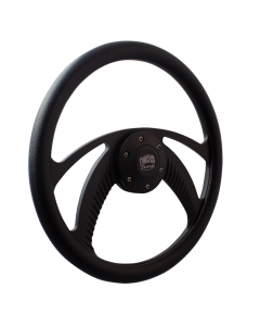 Forever Sharp ® - 14 Inch Black Archer Steering Wheel with Black Vinyl Half Wrap Grip (B1006-HW14B)