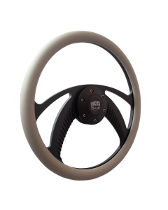 Forever Sharp ® - 14 Inch Black Archer Steering Wheel with Tan Vinyl Half Wrap Grip (B1006-HW14T)