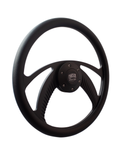 Forever Sharp ® - 14 Inch Black Archer Steering Wheel with Carbon Fiber Vinyl Vinyl Half Wrap Grip (B1006-HW14CFV)