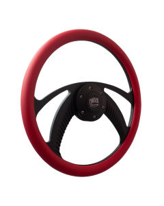 Forever Sharp ® - 14 Inch Black Archer Steering Wheel with Red Vinyl Half Wrap Grip (B1006-HW14RD)