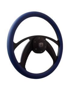 Forever Sharp ® - 14 Inch Black Archer Steering Wheel with Sky Blue Vinyl Half Wrap Grip (B1006-HW14SB), Main Image