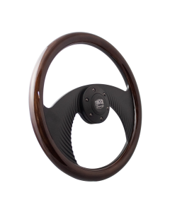 Forever Sharp ® - 14 Inch Black Flight Steering Wheel With Dark Wood Half Wrap Grip (B1001-HW14DW)