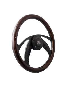 Forever Sharp ® - 14 Inch Black Archer Steering Wheel With Dark Wood Half Wrap Grip (B1006-HW14DW), Main Image