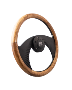 Forever Sharp ® - 14 Inch Black Flight Steering Wheel With Oak Wood Half Wrap Grip (B1001-HW14UO)
