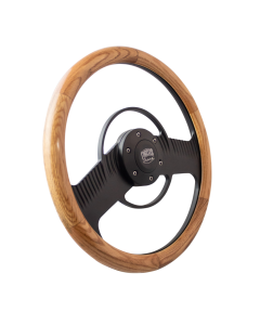 Forever Sharp ® - 14 Inch Black Solar Eclipse Steering Wheel With Oak Wood Half Wrap Grip (B1003-HW14UO)