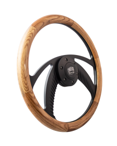 Forever Sharp ® - 14 Inch Black Archer Steering Wheel With Oak Wood Half Wrap Grip (B1006-HW14UO), Main Image