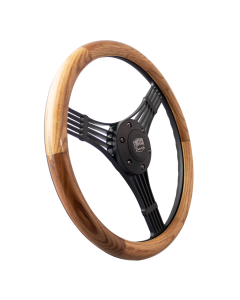 Forever Sharp ® - 14 Inch Black Discord Banjo Steering Wheel With Oak Wood Half Wrap Grip (B1007-HW14UO)