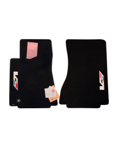 Lloyd Mats ® - Classic Loop Black Front Floor Mats For Cadillac CTS with Sideways V Series Flag Logo (Open Box)