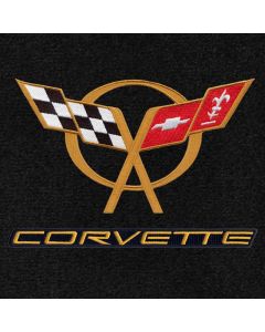 Lloyd Mats Classic Loop Black Front Floor Mats for Corvette C5, Logo