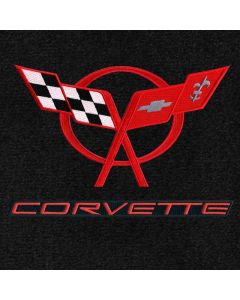 Lloyd Mats Classic Loop Black Front Floor Mats for Corvette C5, Logo