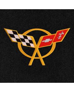 Lloyd Mats Classic Loop Black Front Floor Mats for Corvette C5, Logo