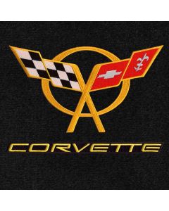 Lloyd Mats Classic Loop Black Front Floor Mats for Corvette C5, Logo
