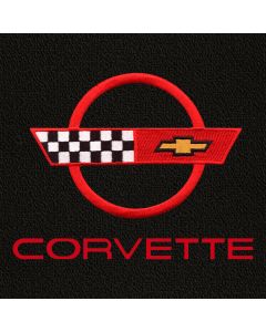 Lloyd Mats Classic Loop Black Small Deck Mat For Corvette Coupe, Logo