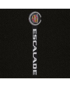 Classic Loop Ebony Front Floor Mats For Escalade EXT with Sideways Cadillac Crest and Escalade Applique Logo Faces Door Sill