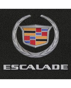 Classic Loop Ebony Front Floor Mats For Escalade EXT with Silver Cadillac Crest and Wreath Logo with Escalade Lettering