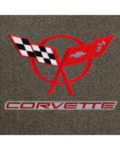 Lloyd Mats Classic Loop Grey Front Floor Mats for Corvette C5, Logo