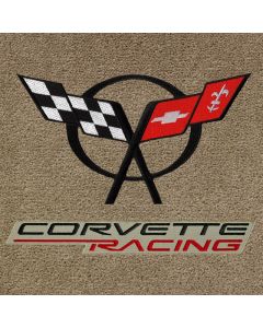 Lloyd Mats Classic Loop Tan Front Floor Mats for Corvette C5, Logo