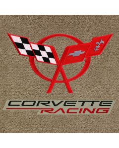 Lloyd Mats Classic Loop Tan Front Floor Mats for Corvette C5, Logo