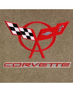 Lloyd Mats Classic Loop Tan Front Floor Mats for Corvette C5, Logo