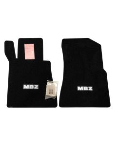 Lloyd Mats ® - LUXE Black Front Floor Mats For Mercedes-Benz 300SDL with Silver and Graphite MBZ Lettering on Black Applique (Open Box)