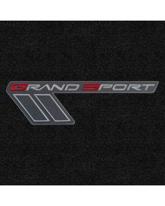 Lloyd Mats ® - LUXE Ebony Front Floor Mats For Corvette Grand Sport with Silver and Red Grand Sport Applique
