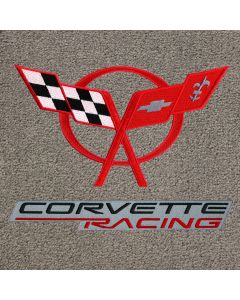 Lloyd Mats Ultimat Greystone Front Floor Mats For Corvette, Logo