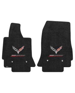 Lloyd Mats Ultimat Ebony Front Floor Mats For Corvette C7 with Grand Sport Logo and Flags, Front Mats
