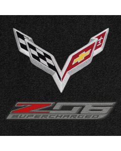 Lloyd Mats Ultimat Ebony Front Floor Mats For Corvette Z06, Logo