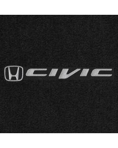 Lloyd Mats Velourtex Black 2PC Front and 1PC Rear Floor Mats For Honda Civic, Logo