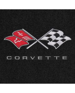 Lloyd Mats Velourtex Black 3PC Floor Mats For Corvette C3 Convertible, Logo