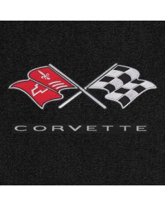 Lloyd Mats Velourtex Black 3PC Floor Mats For Corvette C3 Convertible, Logo