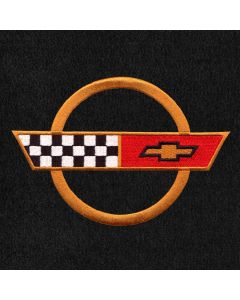 Lloyd Mats ® - Velourtex Black 3PC Floor Mats For Corvette Convertible with Cold C4 Flag Applique