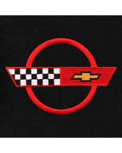 Lloyd Mats ® - Velourtex Black 3PC Floor Mats For Corvette Convertible with Red C4 Emblem
