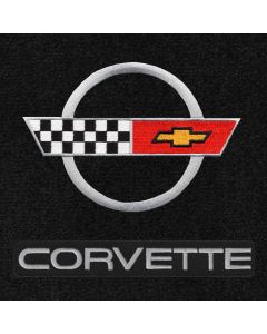 Lloyd Mats Velourtex Black 3PC Floor Mats For Corvette Convertible, Logo