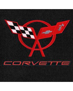 Lloyd Mats Velourtex Black 3PC Floor Mats For Corvette Coupe, Logo