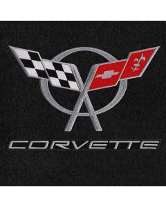 Lloyd Mats Velourtex Black 3PC Floor Mats For Corvette Coupe, Logo