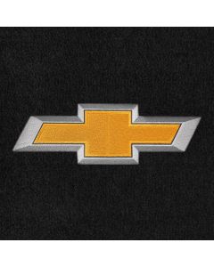 Lloyd Mats ® - Velourtex Black 4PC Floor Mats For Chevrolet Chevelle with 3D Gold and Silver Chevrolet Bowtie Applique