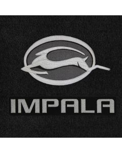 Lloyd Mats ® - Velourtex Black 4PC Floor Mats For Chevrolet Impala with Impala Deer and Silver Impala Lettering Applique