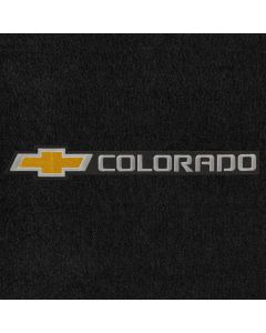 Lloyd Mats ® - Velourtex Black Front Floor Mats For Chevrolet Colorado with Gold Bowtie and Silver Colorado Lettering Applique