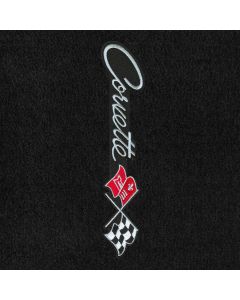 Lloyd Mats ® - Velourtex Black Front Floor Mats For Chevrolet Corvette with Sideways C2 Flags and Corvette Lettering