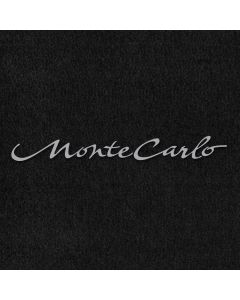 Lloyd Mats ® - Velourtex Black Front Floor Mats For Chevrolet Monte Carlo with Silver Monte Carlo Embroidery