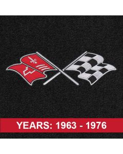 Lloyd Mats Velourtex Black Front Floor Mats For Corvette C2, Logo
