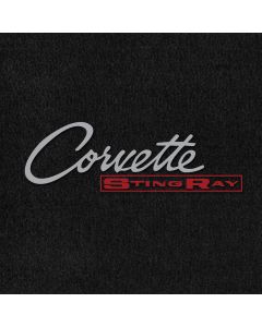 Lloyd Mats ® - Velourtex Black Front Floor Mats For Corvette Stingray with Silver Corvette and Red Stingray Script