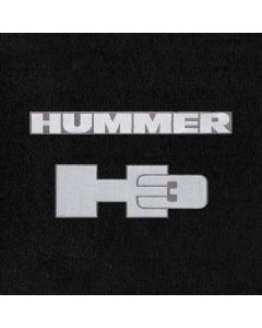 Lloyd Mats ® - Velourtex Black Front Floor Mats For Hummer H3 with Silver Hummer Lettering and H3 Applique