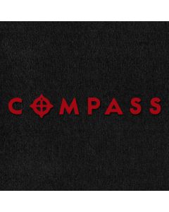 Lloyd Mats ® - Velourtex Black Front Floor Mats For Jeep Compass with Red Compass Embroidery