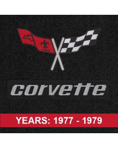 Lloyd Mats Velourtex Black Small Deck Mat For Corvette C3 Convertible, Logo