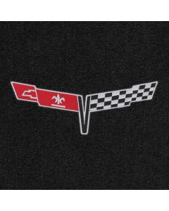 Lloyd Mats Velourtex Black Small Deck Mat For Corvette C3 Convertible, Logo