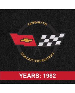 Lloyd Mats Velourtex Black Small Deck Mat For Corvette C3 Convertible, Logo